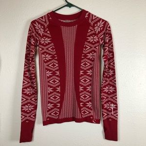 Climawear red white seamless long sleeve top small